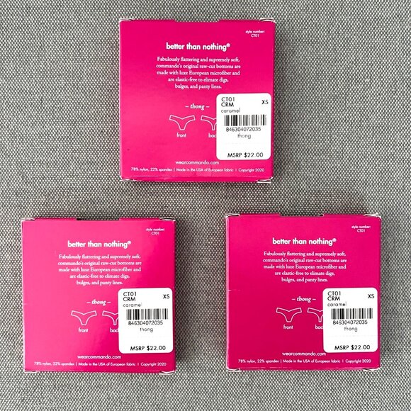 COMMANDO Lot of 3 Classic Thong Caramel XS/S CT01 Better Than Nothing - Picture 10 of 10